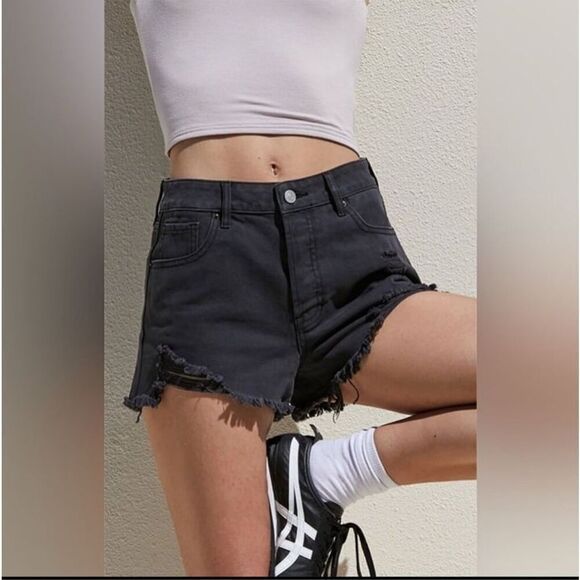PacSun Black Ripped Vintage High Waisted Denim Shorts- NWT - Picture 2 of 11